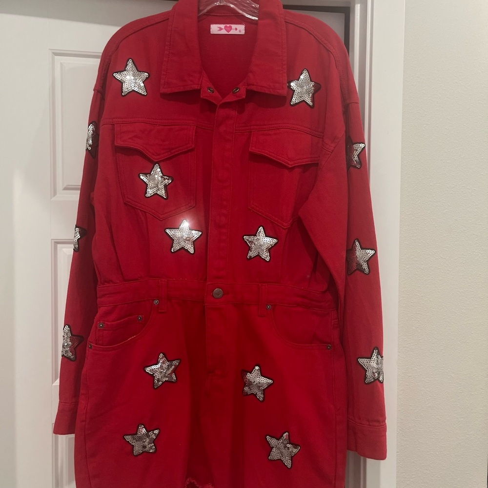 Buddy Love Red Star-Embellished Mini Dress